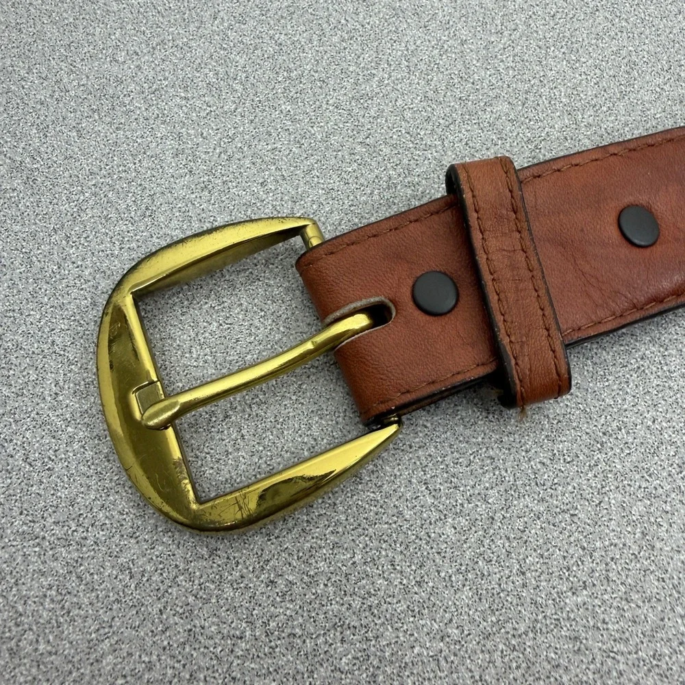 Tony Lama Belt Mens 44 Brown Leather Western Brass Buckle Made in USA Cowboy